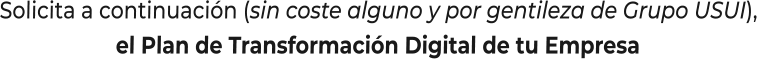 Solicita a continuación (sin coste alguno y por gentileza de Grupo USUI),el Plan de Transformación Digital de tu Empresa